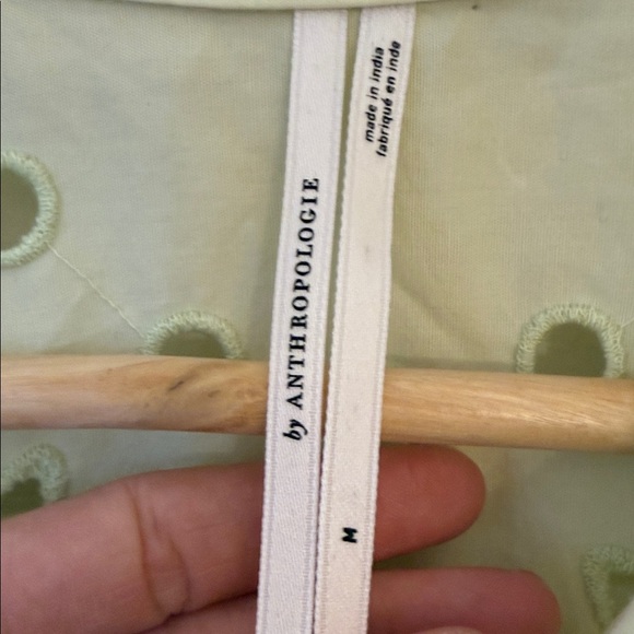 Anthro Chartreuse Eyelet Mini Dress - Picture 3 of 4